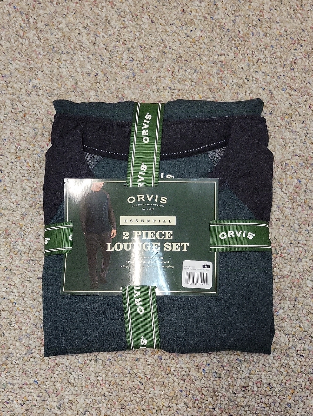 Orvis 2-Piece Lounge Set in Dark Green and Grey. Men's Medium New Comfy